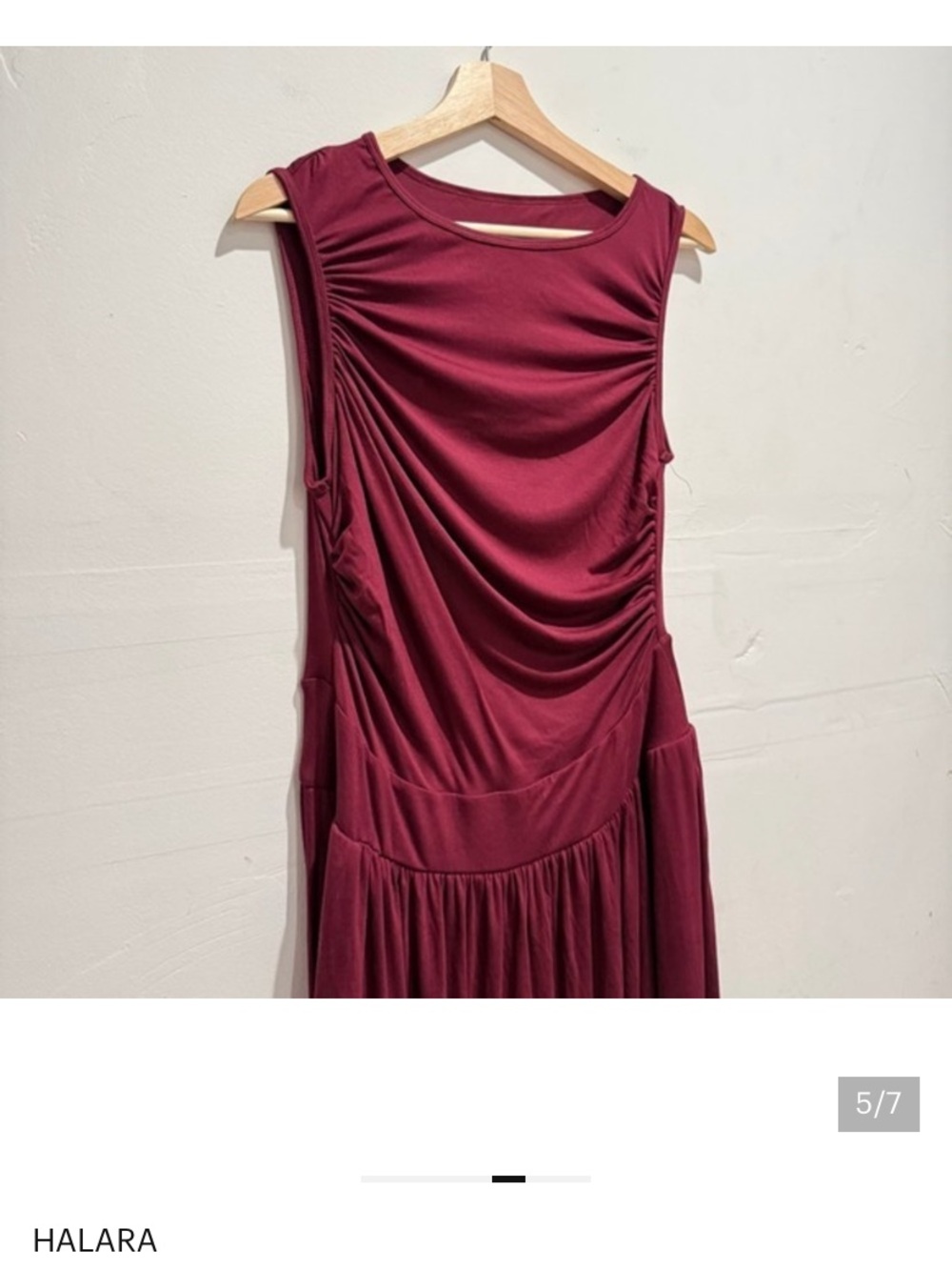 Halara Ruched Maxi Dress Burgundy XL